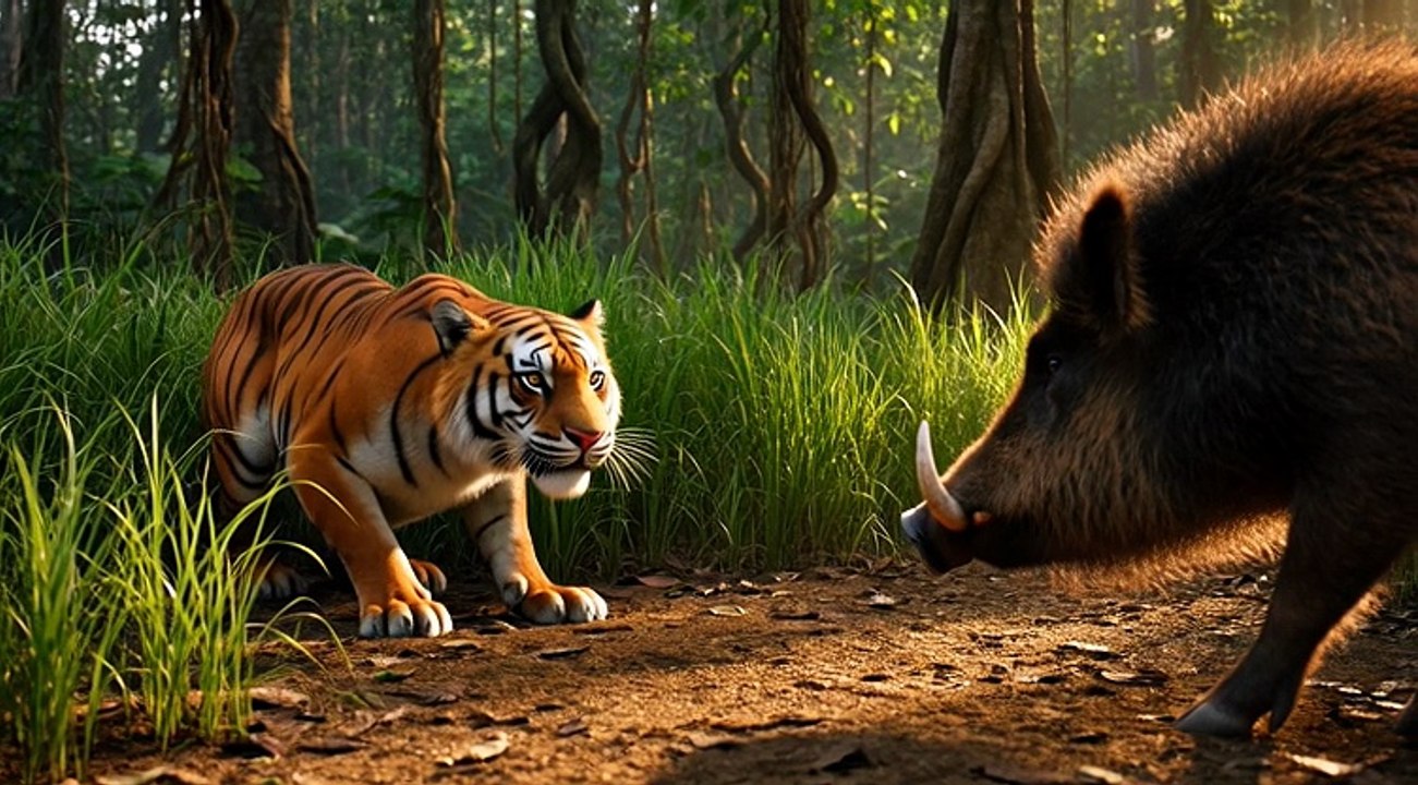 Tiger vs Wild Boar – Jungle Ambush Gone Wrong,Ambush… Then Chaos