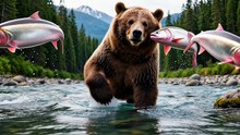 Bear vs Salmon – River Power,Timing Is Everything