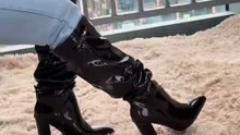 Black Shiny Patent Leather Boots