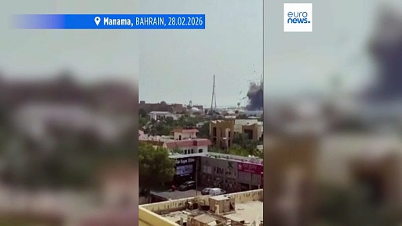 Moment Iranian strike hits US military base in Bahrain