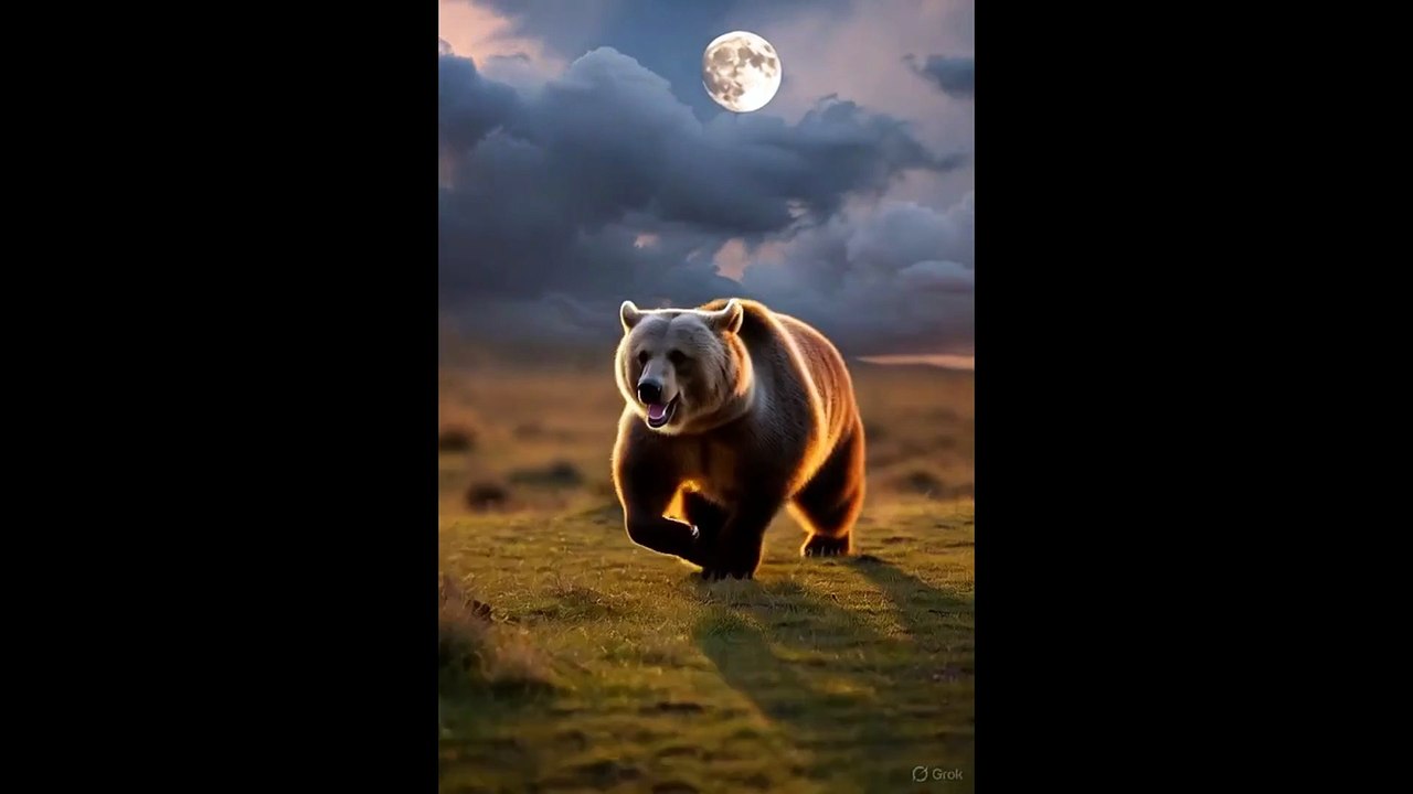 Brown bear chasing Sun