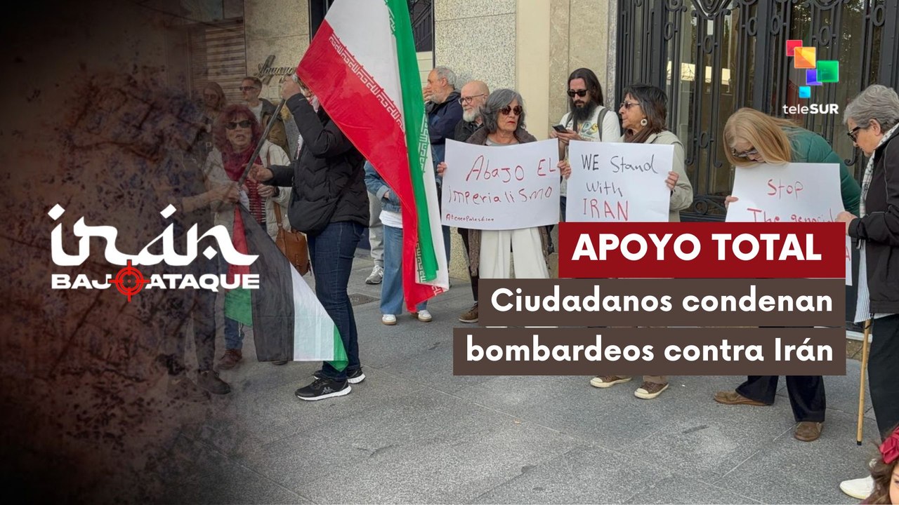 Manifestantes en Madrid condenan las agresiones contra el pueblo de Irán.