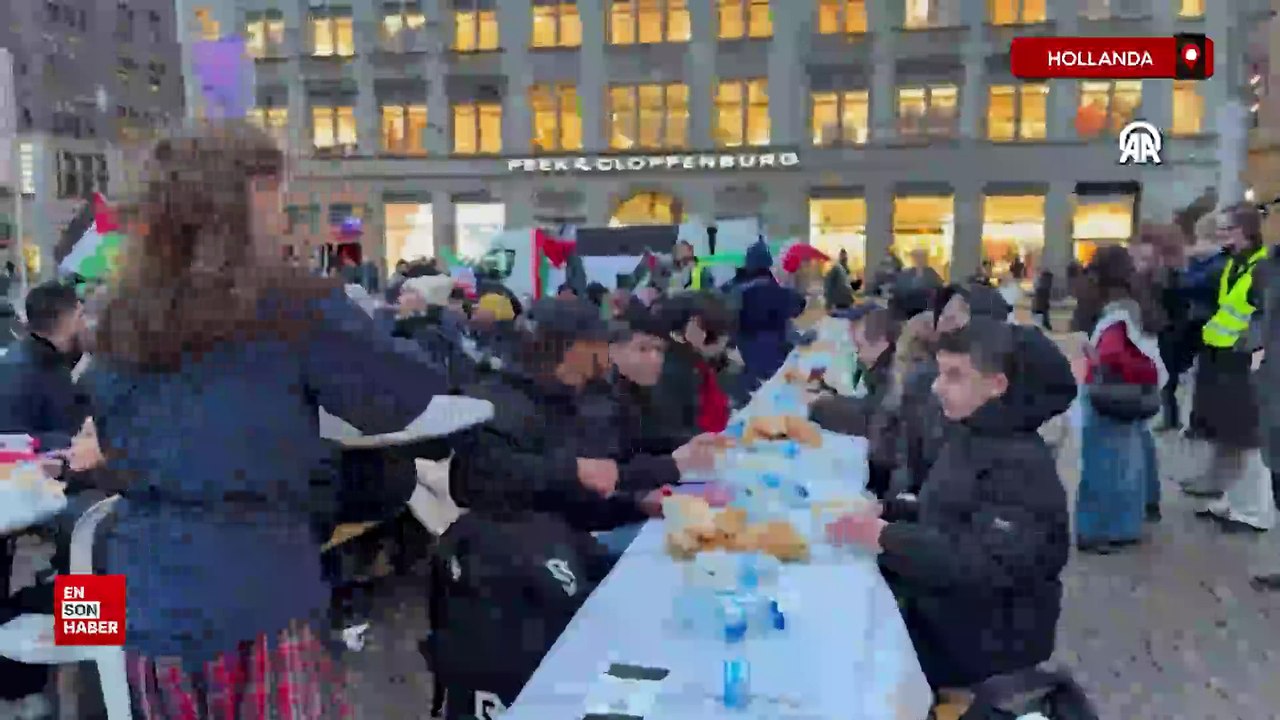 Hollanda Amsterdam'da Filistin için sokak iftar...