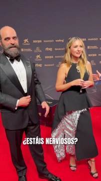 Rigoberta Bandini y Luis Tosar, momentos antes de presentar los Goya