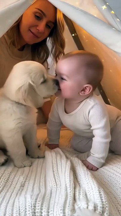 Puppy Kisses Trigger Cuteness Overload! 😂🐶