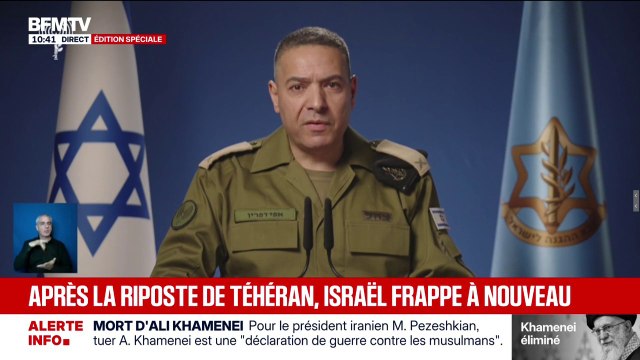 Mort d'Ali Khamenei: Nous avons réussi à détruire Ali Khamenei qui était à la tête du régime terroriste iranien , déclare Effie Defrin, porte-parole de l'armée israélienne