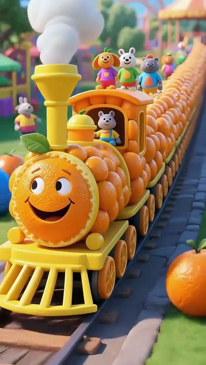 Orange Train Adventure 🍊🚂 | Cute Animal Friends Ride | Kids Shorts