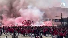 Bengaleo de Biris Norte en la previa de El Gran Derbi