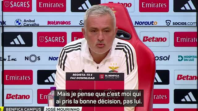 Benfica - José Mourinho : "Si Prestianni est coupable, pour moi c'est fini"
