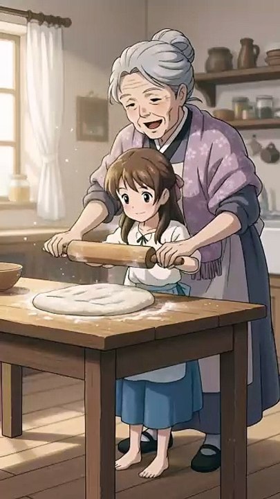 A girl and her Grandma in kitchen ❤️