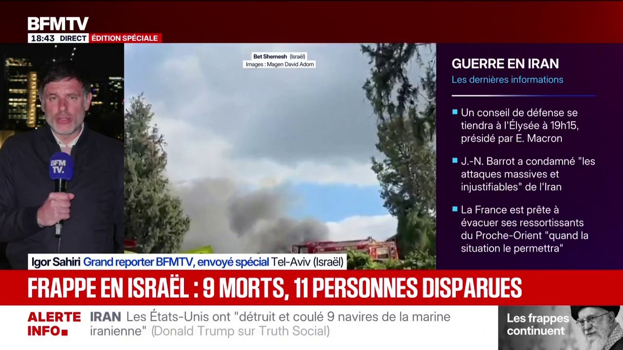 Frappes iraniennes en Israël: neuf personnes sont mortes et 11 personnes sont toujours portées disparues