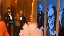 The moment Billie Eilish and Ariana Grande realised they interrupted the president at the oscars