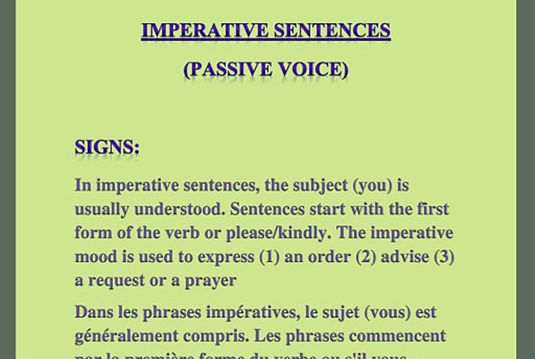 Apprendre l'anglais en français( Learn the passive voice of "Let") dans votre langue maternelle