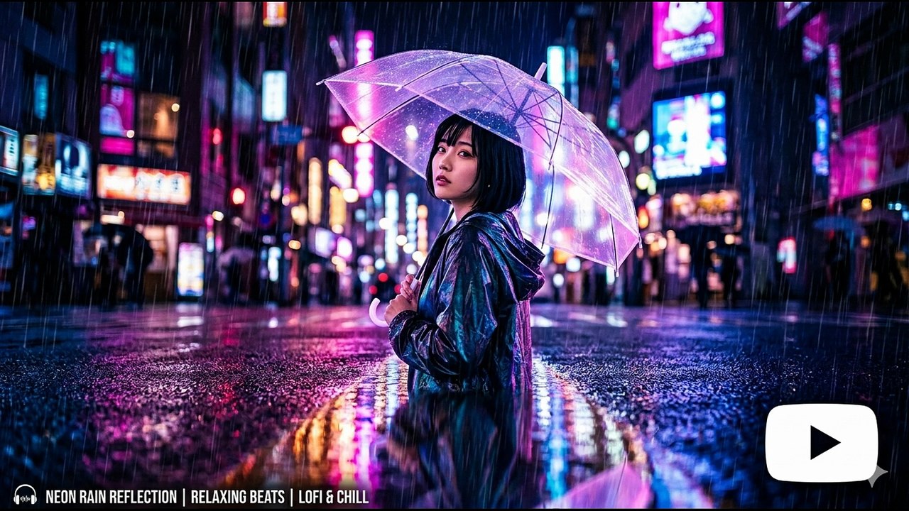 Neon Rain Reflection | Deep Focus Music | AI Generated Beats
