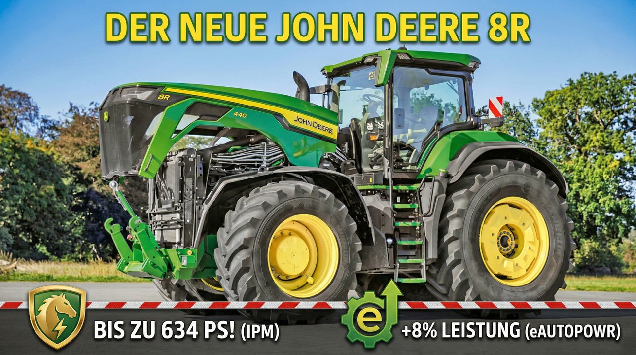 John Deere 8R 540: 634 PS im stärksten Standardtraktor