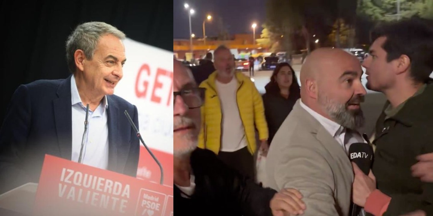 Una turba de desquiciados del PSOE agrede a Vito Quiles al cazar a Sarah Santaolalla con Zapatero