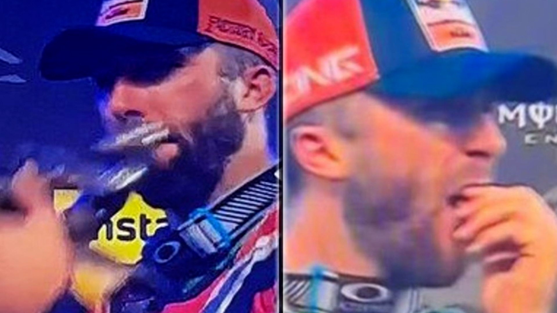 Un famoso piloto se rompe la boca celebrando con la copa de campeón: "Desdentado"