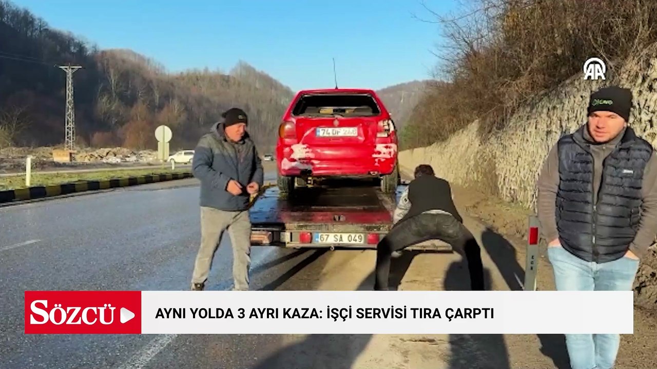 Aynı yolda 3 ayrı kaza: İşçi servisi TIR'a çarptı