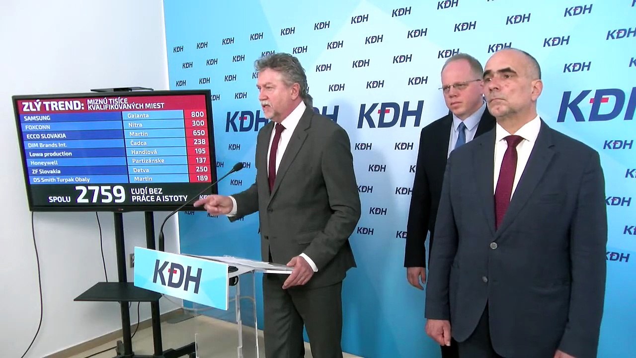 ZÁZNAM: KDH vyzvalo vládu na zvolanie bezpečnostnej rady a odvolanie ministra financií