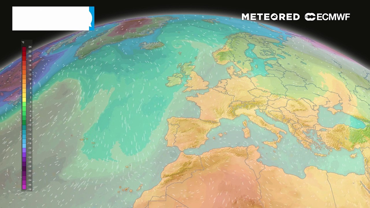 Mappa delle temperature a 1500 metri: Lo zero termico oggi mediamente tra i 1600 e i 1900 metri, risente dell'umidità portata dalla perturbazione.