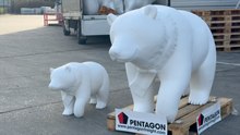 Fibreglass bears arrive from Poland to be decorated by the community