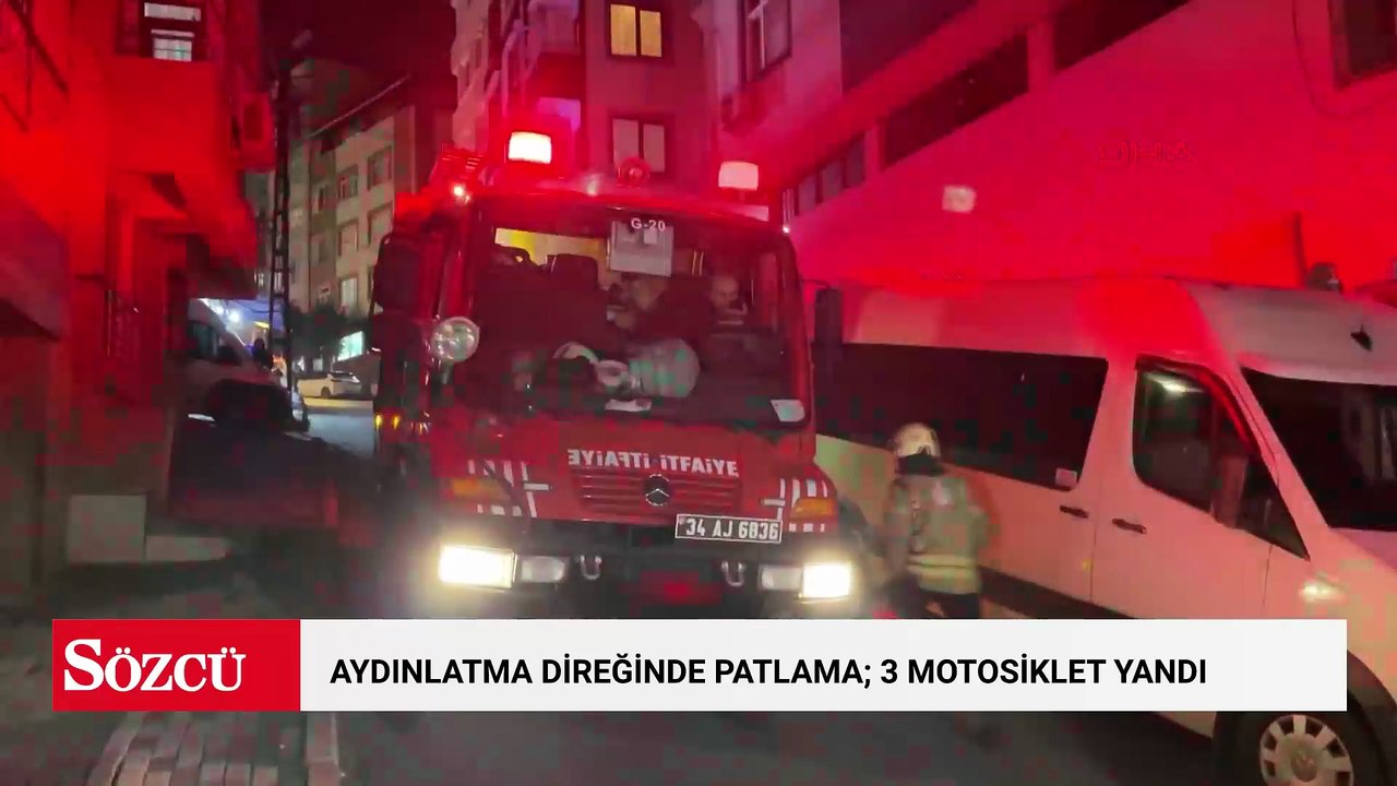 Şişli’de aydınlatma direğinde patlama; 3 motosiklet yandı
