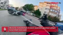 Kaza esnasında kask kamerası kayıttaydı! Devrilen motosiklet...