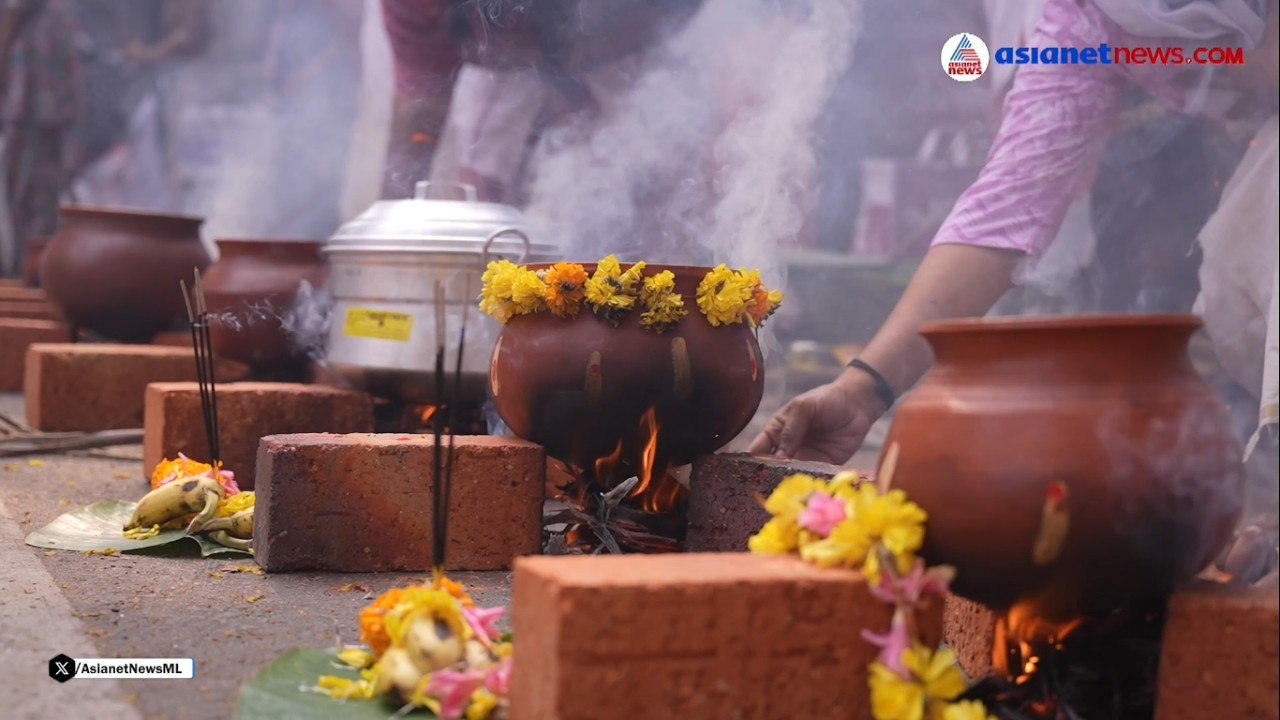 പൊങ്കാല ചടങ്ങുകൾ ആരംഭിച്ചു, ഭക്തരുടെ അടുപ്പിലേക്ക് തീ പകർന്നു; നഗരം ഭക്തി സാന്ദ്രം | Attukal Pongala