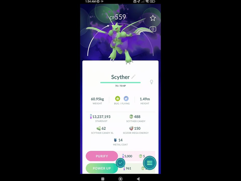 Pokémon GO-Purifying Shadow Scyther