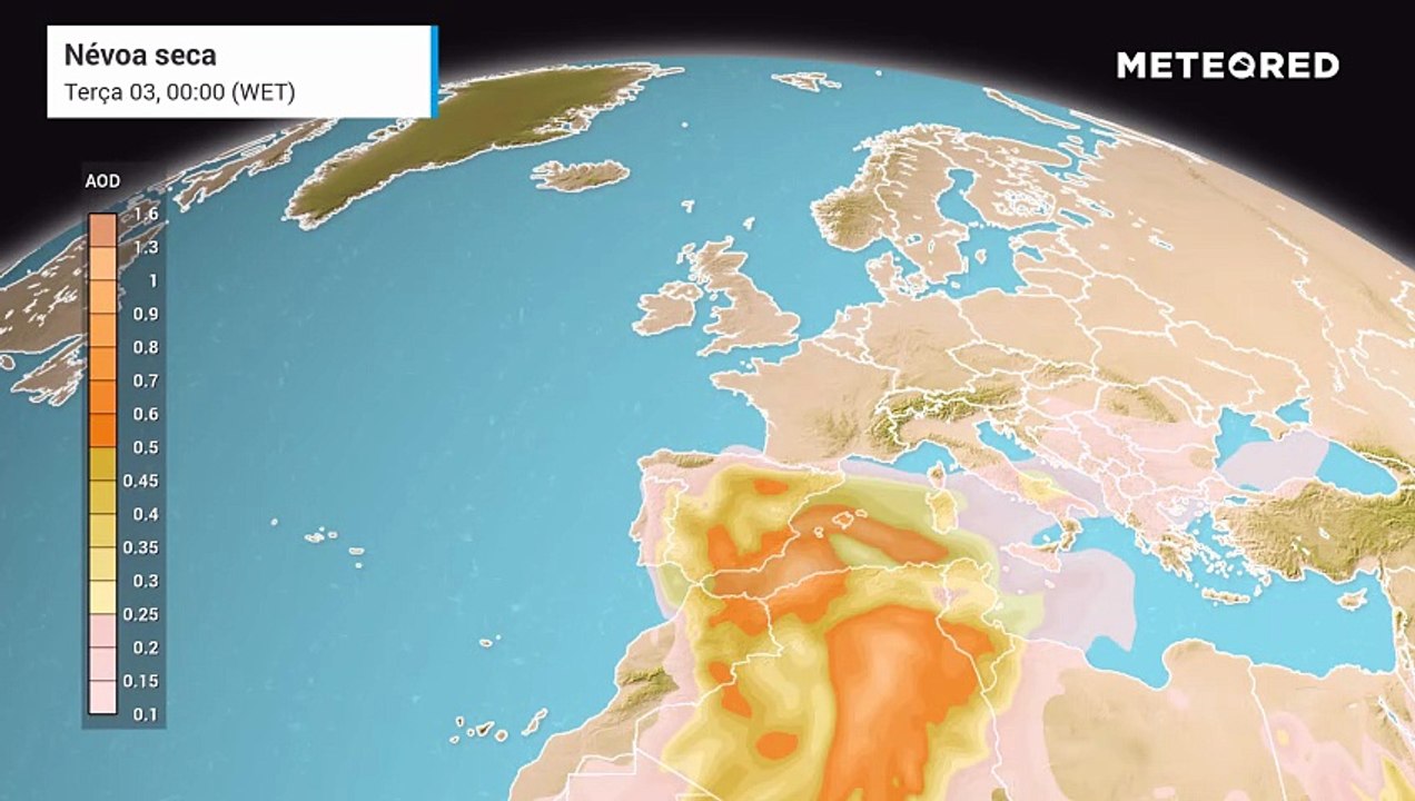 A concentração de poeiras irá aumentar entre hoje e amanhã em Portugal Continental
