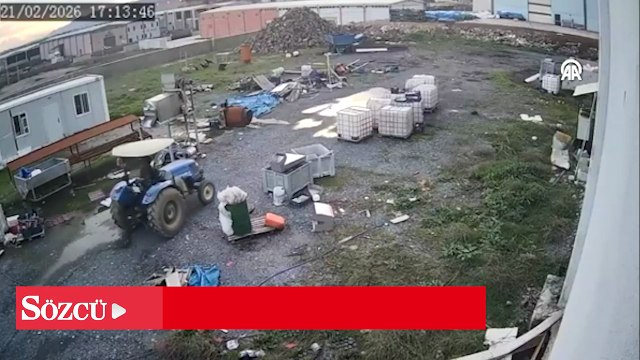 Gaziantep'te römork hırsızlığı güvenlik kamerasına yansıdı
