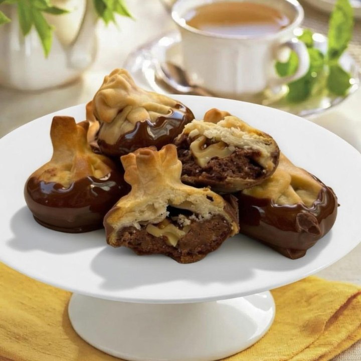 Bombones de chocolate, galleta y nueces en freidora de aire