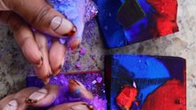 Interactive ASMR featuring vibrant gym chalk ground into a fine powder