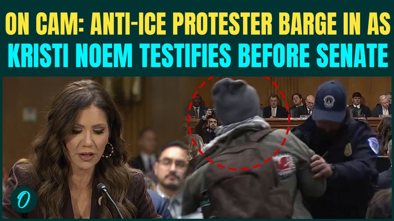 Moment: Anti-Ice Protester Interrupts Kristi Noem’s Testimony Before Senate: “Abolish ICE, Noem”