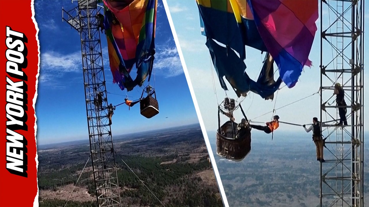 Texas firefighters scale tower to rescue stranded hot-air balloon passengers