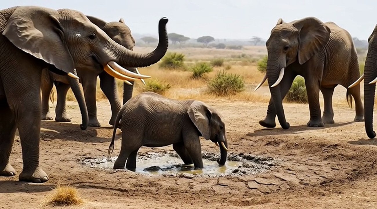 Elephant Herd Saves Calf From Mud Pit