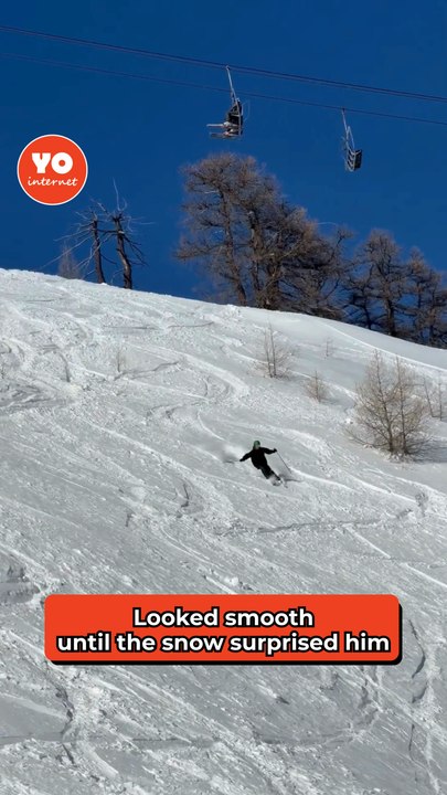 Skier Loses Balance and Crashes on the Slope
