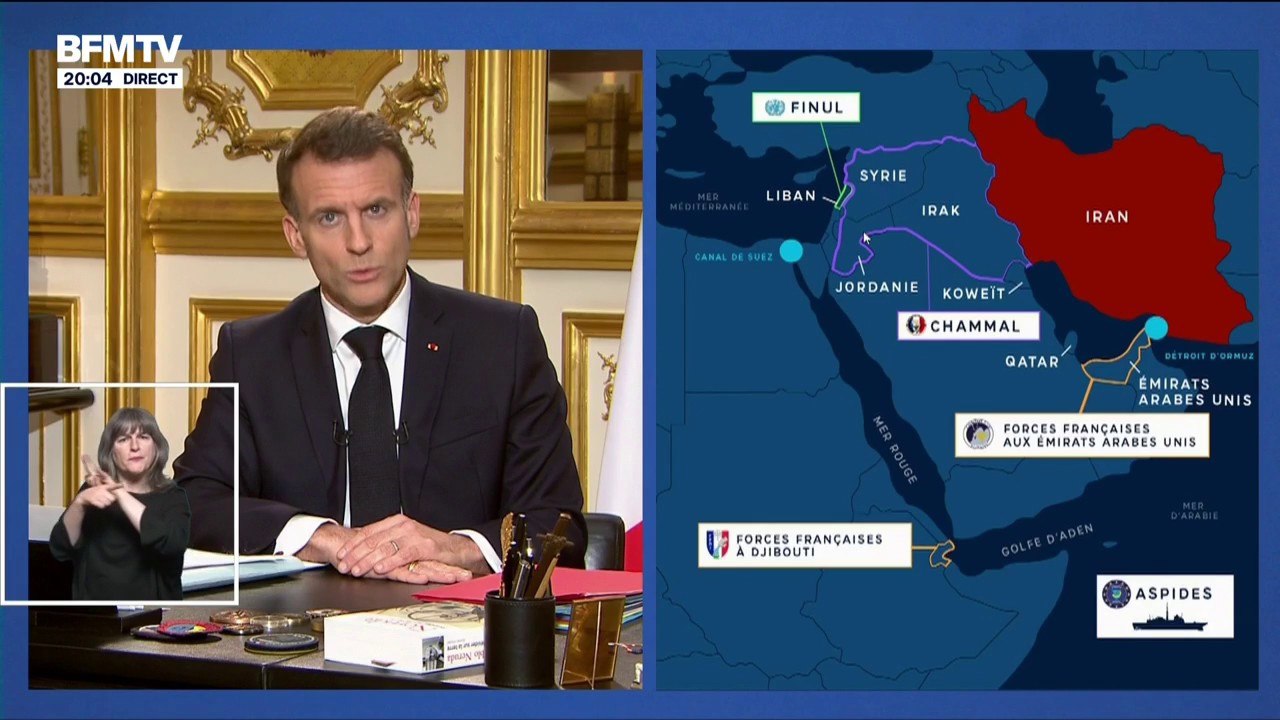 Guerre au Moyen-Orient: "Nous avons abattu des drones dès les premières heures du conflit pour défendre l'espace aérien de nos alliés", révèle Emmanuel Macron