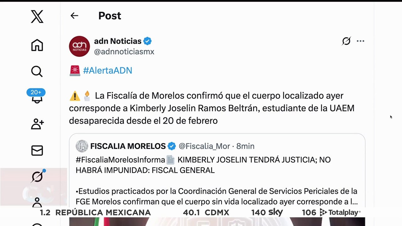 🚨¡Última Hora! Fiscalía de Morelos confirma que cuerpo hallado es de Kimberly Joselin Ramos