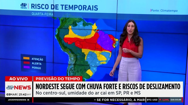 Previsão do Tempo: Chuvas extremas atingem o Nordeste com risco de deslizamentos