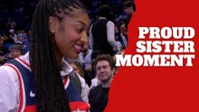 Angel Reese cheers for brother Julian Reese in his second NBA game with the Wizards