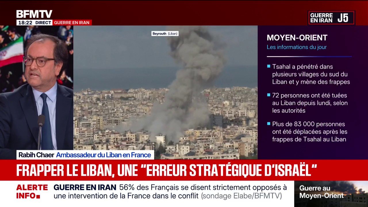 Guerre au Moyen-Orient: l'ambassadeur du Liban en France évoque un "coup de fil" entre Emmanuel Macron et le président libanais ce mercredi
