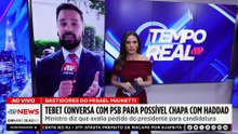Simone Tebet conversa com PSB para possível chapa com Fernando Haddad | TEMPO REAL