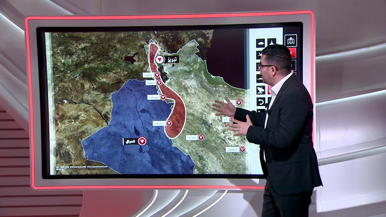 خريطة الهجمات الأميركية الإسرائيلية على غرب إيران تمهيدا لتقدم الجماعات الكردية المسلحة
