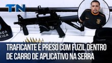 Traficante é preso com fuzil dentro de carro de aplicativo na Serra