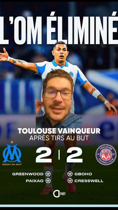TOULOUSE SE QUALIFIE EN DEMI-FINALE DE LA COUPE DE FRANCE EN ÉLIMINANT MARSEILLE !C'est officiel, la saison de Marseille est un échec total avec cette élimination aux penaltys en coupe de France !