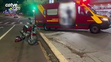 Casal fica ferido após carro atingir traseira de moto na Avenida Brasil