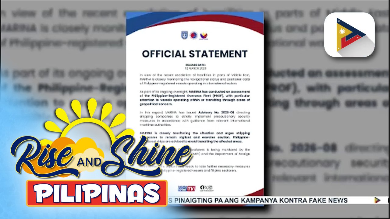 MARINA, naglabas ng advisory hinggil sa tumitinding tensiyon sa Gitnang Silangan