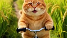 orange cat cycling leisurely