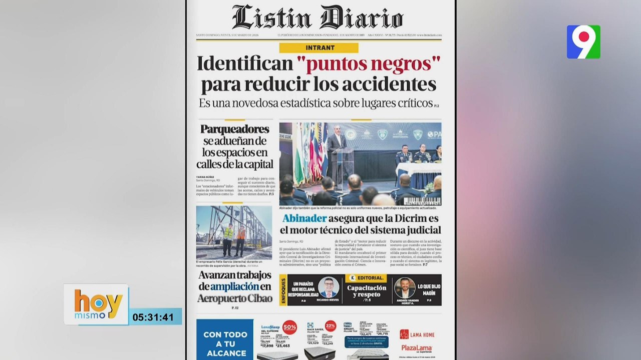 Titulares prensa dominicana jueves 05 de marzo 2026 | Hoy Mismo
